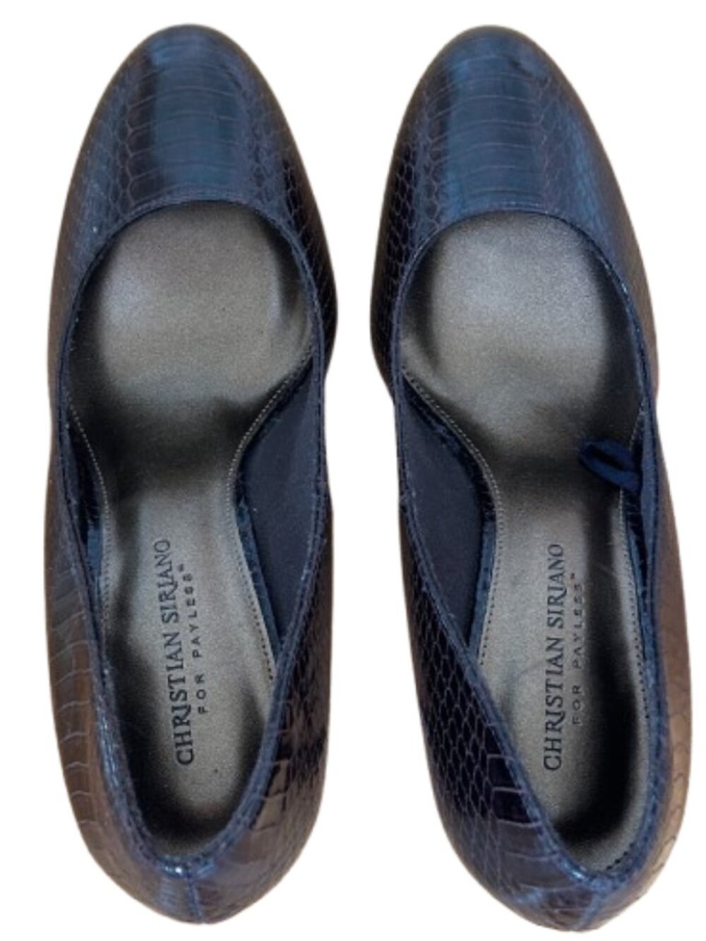 CHRISTIAN SIRIANO BROWN FAUX ALLIGATOR 4" STILETTOS, SIZE 9